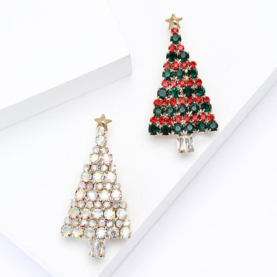 Crystal Christmas Tree Brooch With Star shown from the front on a white background