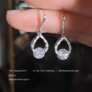 Silver Cubic Zirconia Teardrop Drop Earrings Large Center Stone