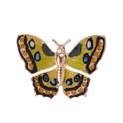 Front product view of an enamel butterfly brooch