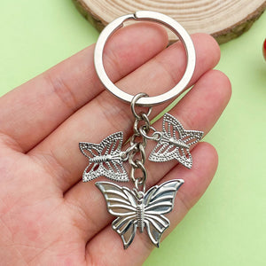 Butterfly Charm Keychains in Silver, Gold and Enamel Colors, 34 Styles