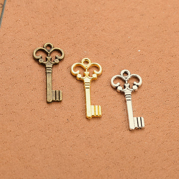 Scroll Crown Key Metal Charm in 3 Decorative Finishes