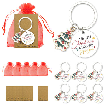 Christmas Tree Charm Merry Christmas Disc Enamel Keychain
