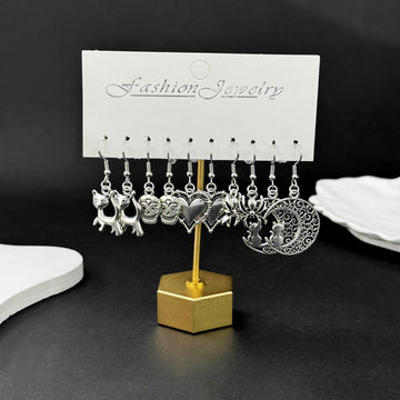 Six-Pair Silver-Tone Halloween Dangle Earring Set