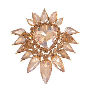 Gold Tone Flower Crystal Three Designs Metal Brooch Pin 5 x 5.5 cm