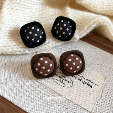 Polka Dot Fabric Stud Earrings in Three Shapes and Colors