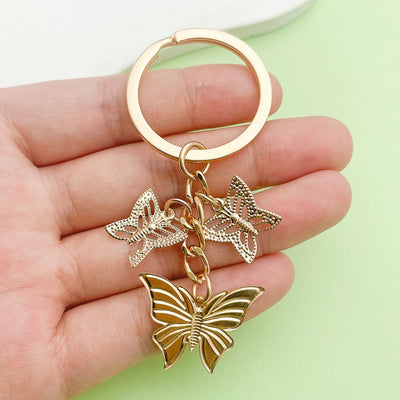 Image 1 showing a person holding up a gold keychain.