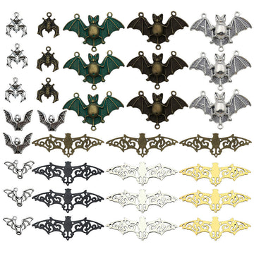 Matte Gold-Tone Bat Metal Charms with 12 Listed Options