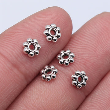 Tiny Flower Shaped Metal Spacer Beads in Three Antique Finishes
