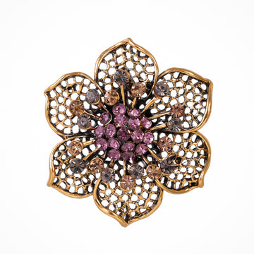 Layered Crystal Flower Brooch Pin in Two Pictured Color Styles