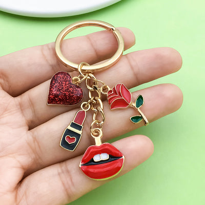 Image 1 showing a hand holding a keychain with two different designs.