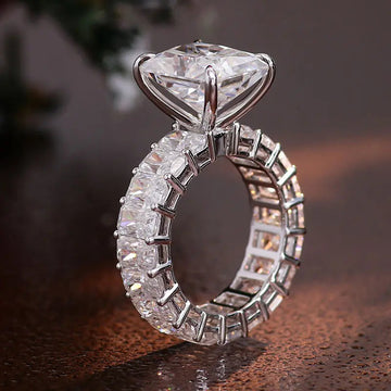 Silver Large Radiant CZ Full Eternity Baguette Ring Sizes 6-10