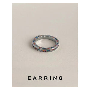 Silver Open Adjustable Multicolor Double-Row Pavé Ring