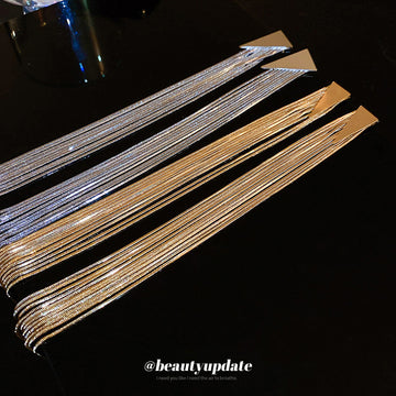 Long Metallic Fringe Earrings in Gold and Silver Tones