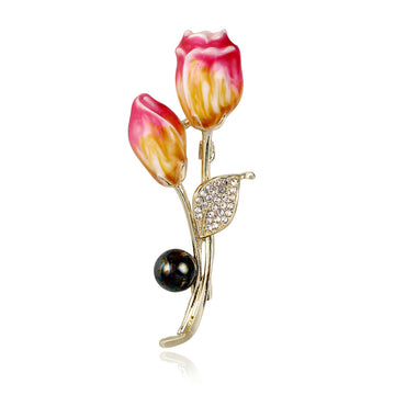 Tulip Enamel Metal Brooch Pin for Jackets and Lapels