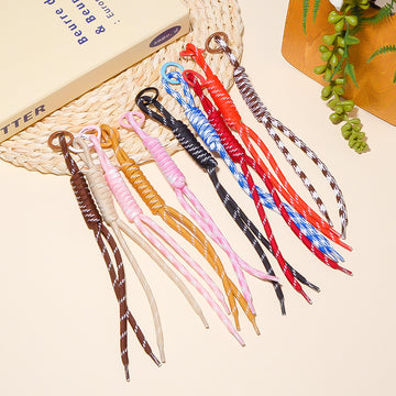 Braided Knot Cord Phone Bag Keychain Metal Ring Ten Colors