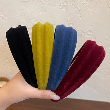 Flocked Velvet Ribbed Wide Padded Headband 5 Colors