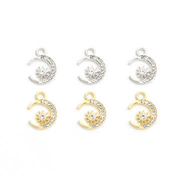 Crystal Crescent Moon and Star Celestial Charm for Jewelry Making