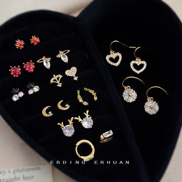 Assorted Gold Tone Crystal Mini Stud Earrings 10 Styles