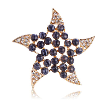 Gold Tone Five Point Star Metal Brooch Pin for Jackets and Lapels