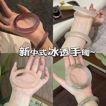 Translucent Solid Round Bangles Beige White Two Colors