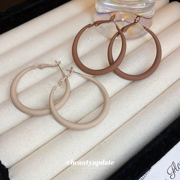 Matte Brown Hoop Earrings in Two Neutral Shades Decorative Jewelry