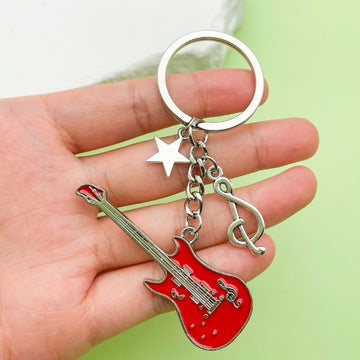 Music-Themed Metal Keychains With Guitar, Piano And Instrument Charms