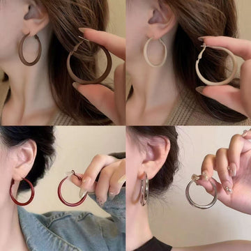 Colorful Smooth Round Hoop Earrings in Assorted Sizes