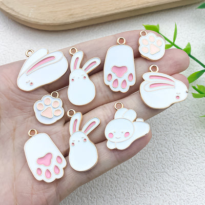 Colorful rabbit charms shown in a close-up product view