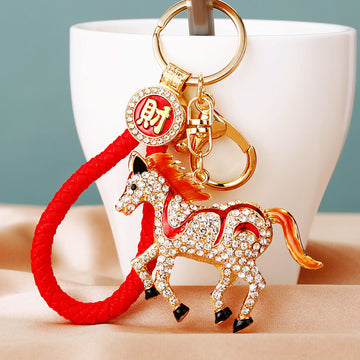 Jeweled Winged Horse Heart Pouch and Fortune Wrist Loop Keychains