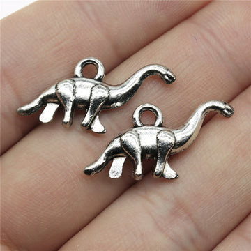 Long-Neck Dinosaur Charms in Two Antique Metal Finishes