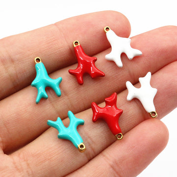 Glossy Enamel Coral Branch Charms in Four Color Options