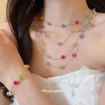 Multicolor Crystal Bead Silver Necklace Bracelet Styles