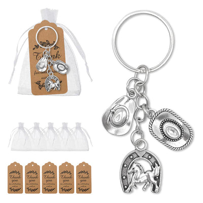 Western cowboy hat horseshoe keychain with bags and kraft tags