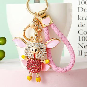 Crowned Winged Pig Keychains with Braided and Bare Wrist Loops