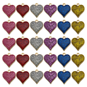 Valentine Colorful Heart Metal Charms with 6 Listed Options for DIY Jewelry Making