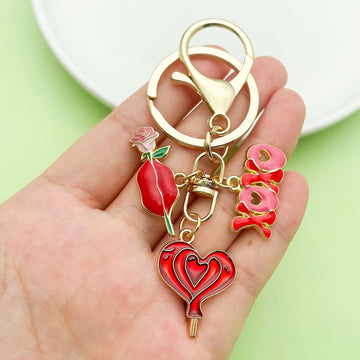 Heart Charm Keychains in Red and Pink Assorted Designs