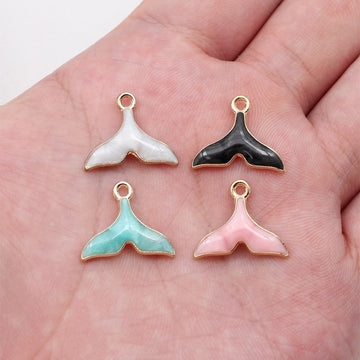Enamel Whale Tail Charms in Four Colors with Gold Tone Edges