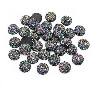 Round Multicolor Druzy Resin Cabochons in Two Sizes