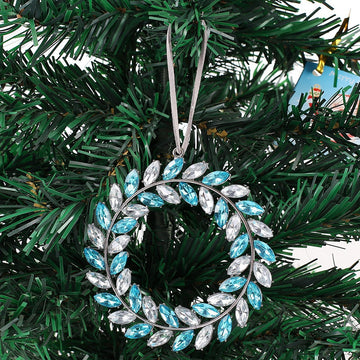 Rhinestone Leaf Wreath Metal Hanging Ornament Circle