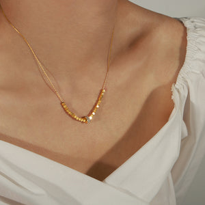 Gold Hexagon Bead Necklace Crystal Barrel Clavicle Chain