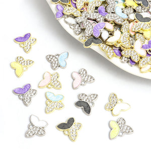 Crystal Butterfly Enamel Alloy Charm Pendants in Six Colors