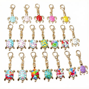 Colorful Enamel Turtle Charms with Lobster Clasps in 21 Styles