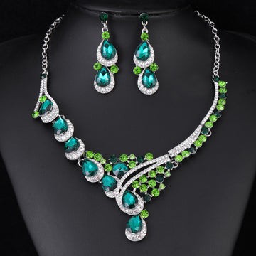 Black Silver Tone Lock Crystal Five Designs Metal Necklace