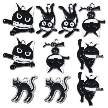 Black Black Cat Metal Charms with 5 Listed Options