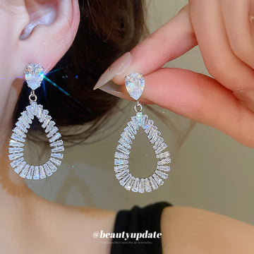 Crystal Teardrop Openwork Statement Drop Earrings Statement Jewelry Design