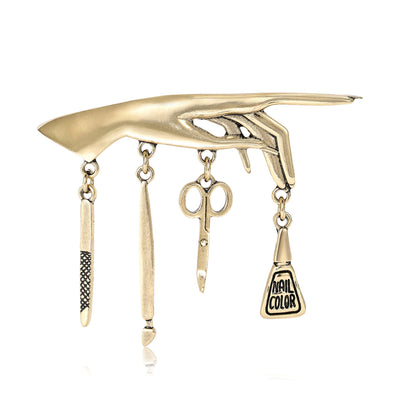 Manicure Tool brooch shown in front product view