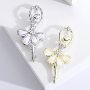 Crystal Ballerina Brooch in Gold or Silver Tone Finish