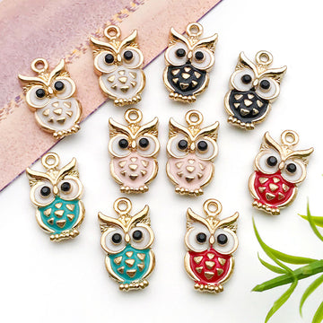 Enamel Colorful Owl Metal Charms with 6 Listed Options