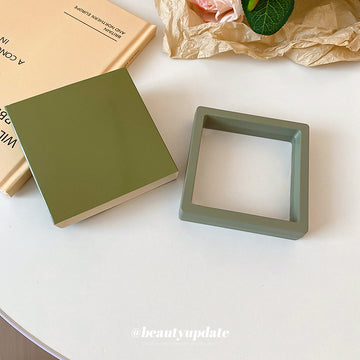 Olive Green Floating Jewelry Display Box And Matching Paper Sleeve