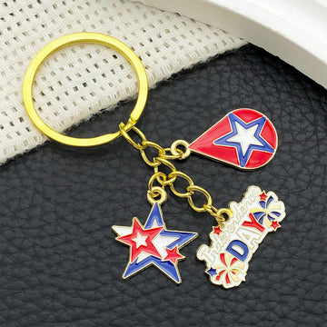 Independence Day Star and Flag Enamel Keychains, 8 Designs